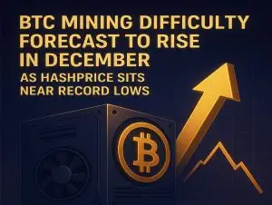 Bitcoin mining difficulty is expected to increase in December as hashprice remains near record lows.